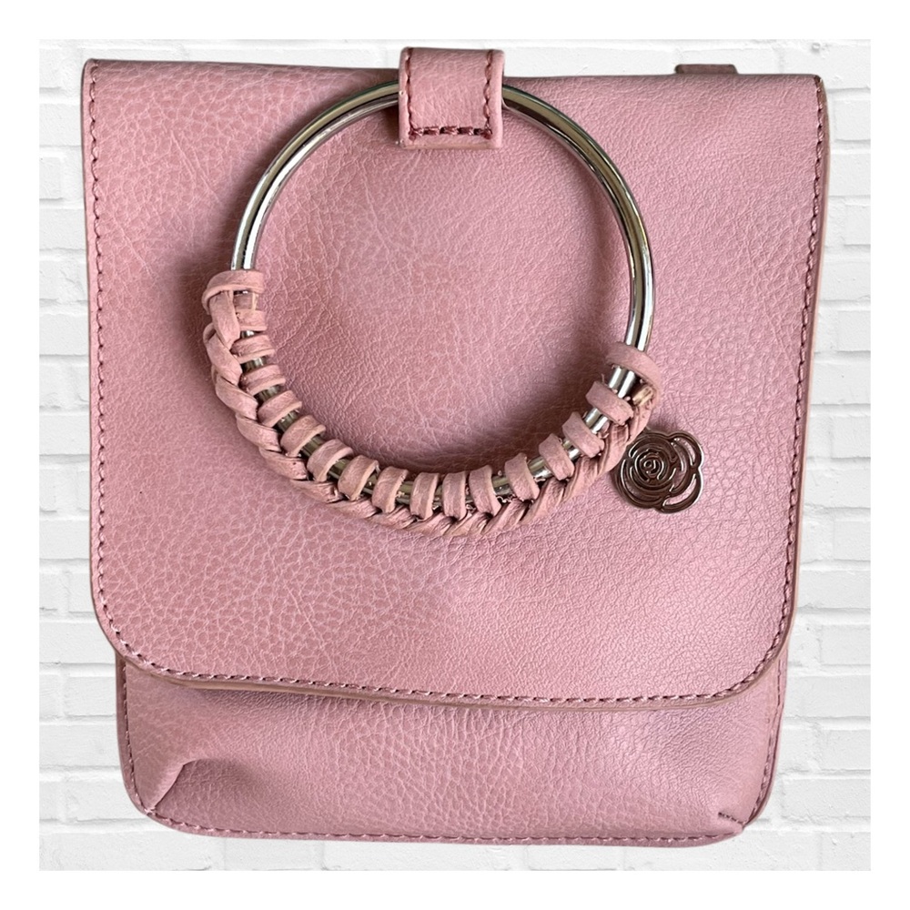 Carlos Santana Pink Convertible Bangle Wristlet Crossbody Purse Boho Festival